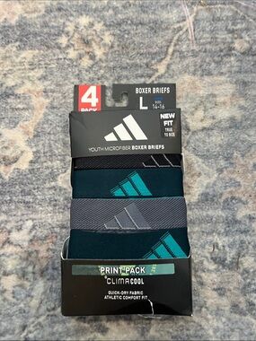adidas Youth Boxer Briefs Pack - Teal & Gray